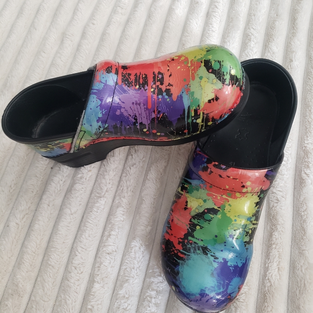 Dansko Women’s Multicolor Paint Splatter Clog Shoes Size 41/ 10-11s